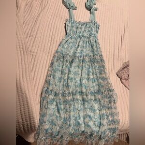 Blue Floral Midi Dress